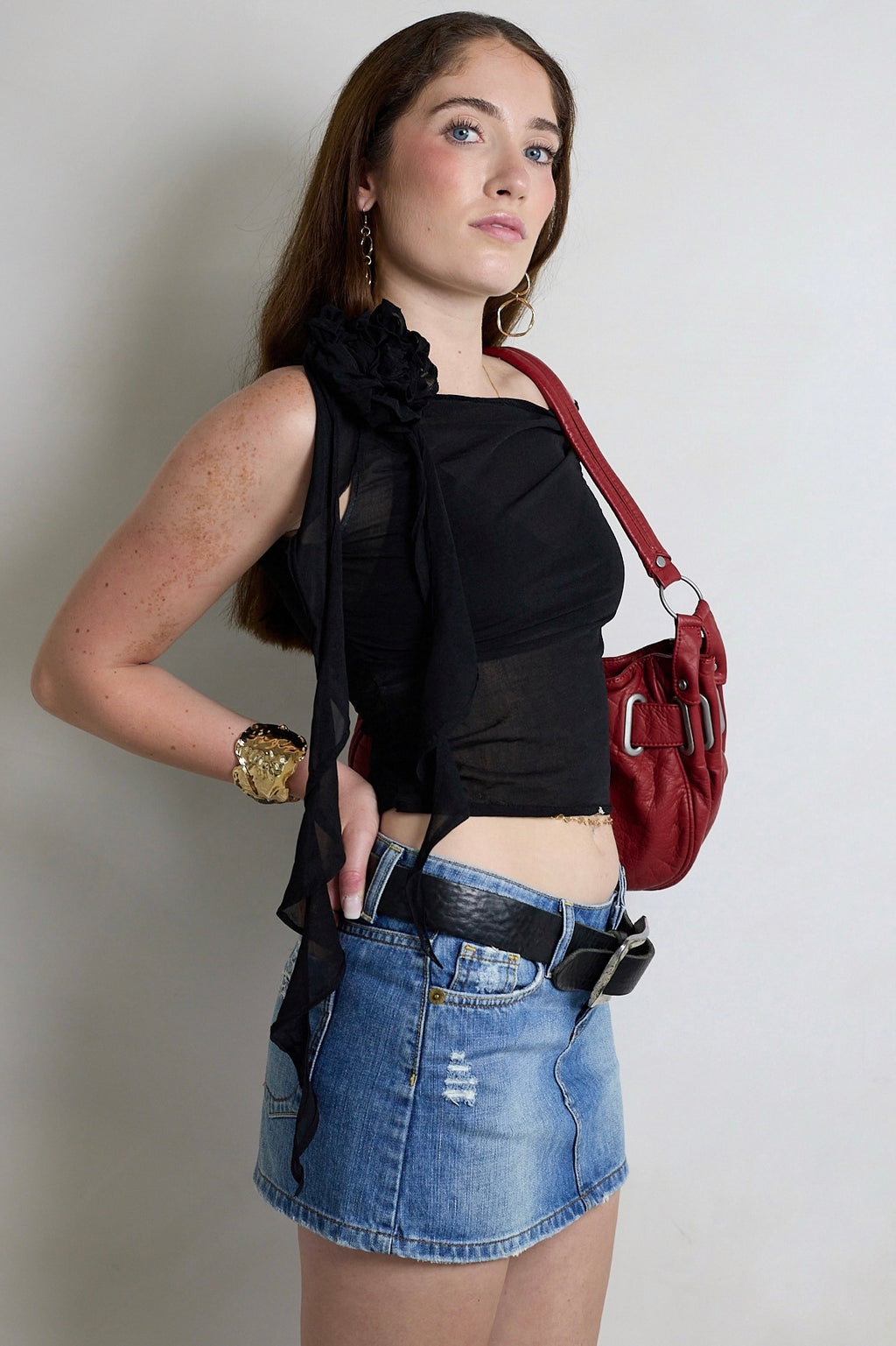 Florence One Shoulder Mesh Rose Top