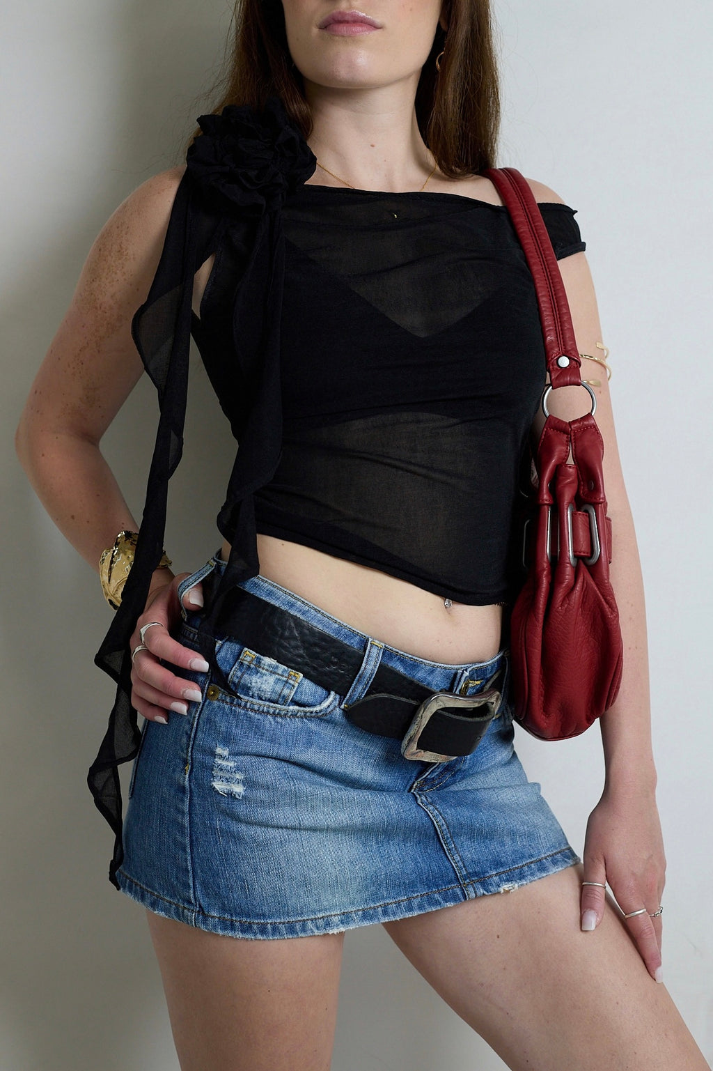 Florence One Shoulder Mesh Rose Top