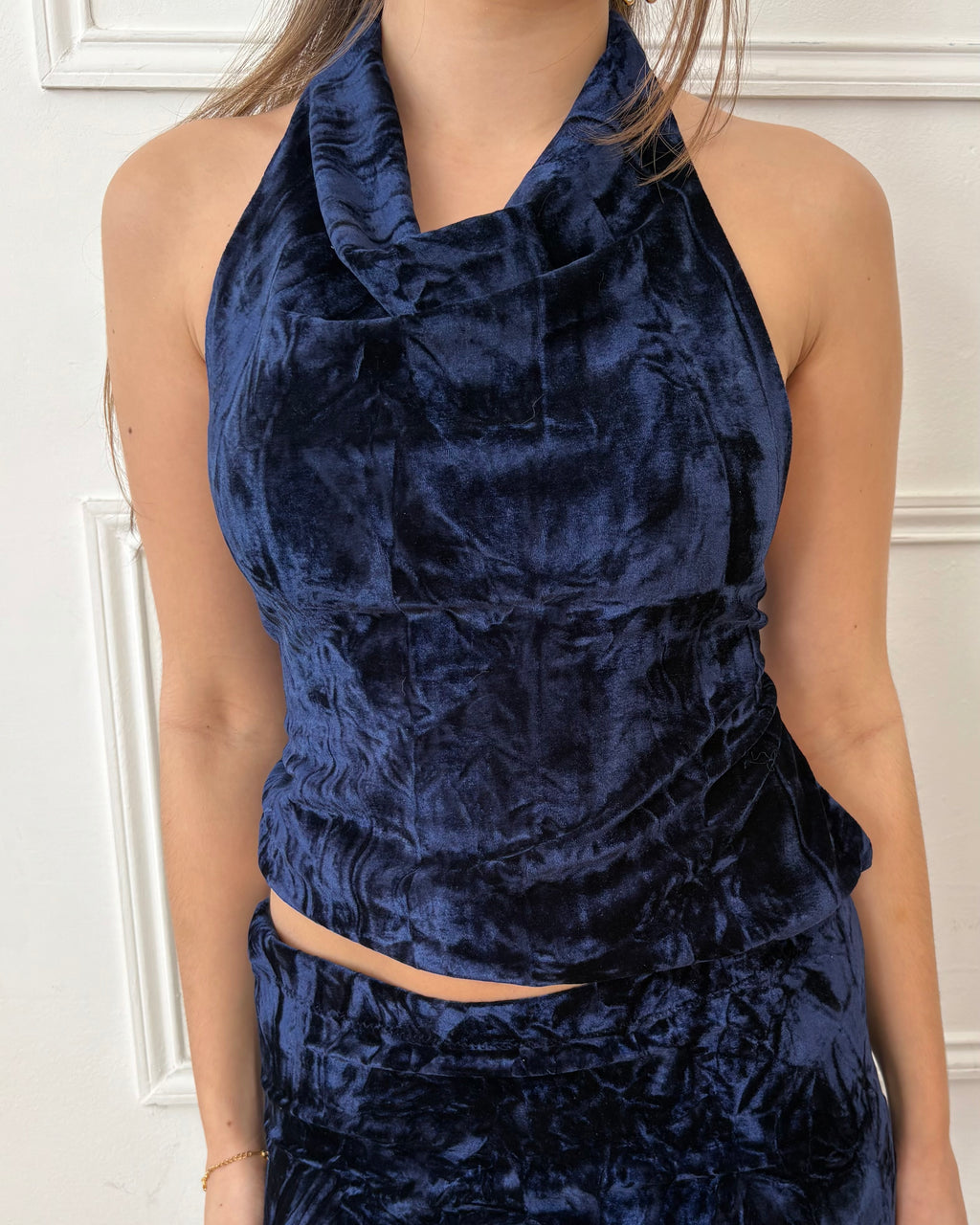 Valentina Cowl Neck Top - Navy