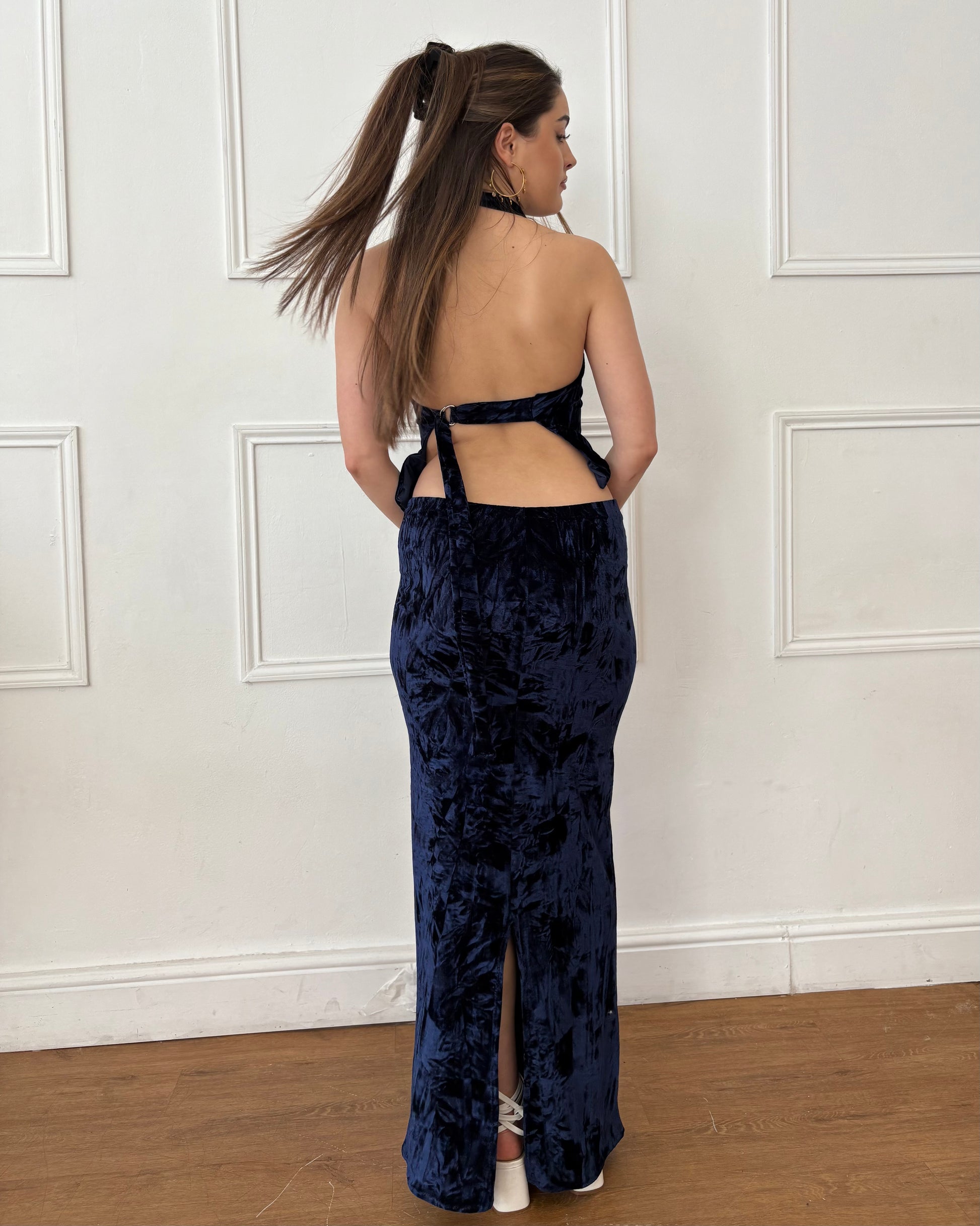 Valentina Cowl Neck Top - Navy