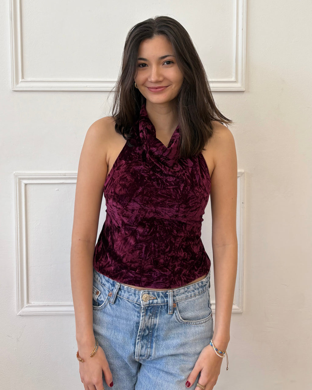 Valentina Cowl Neck Top - Plum