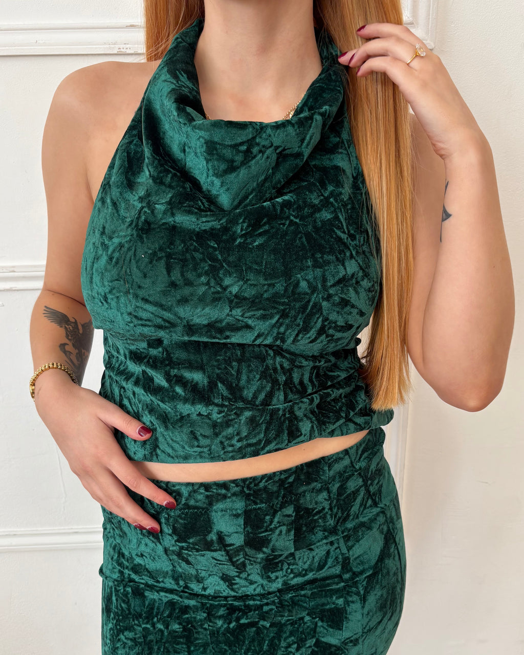 Valentina Cowl Neck Top - Emerald