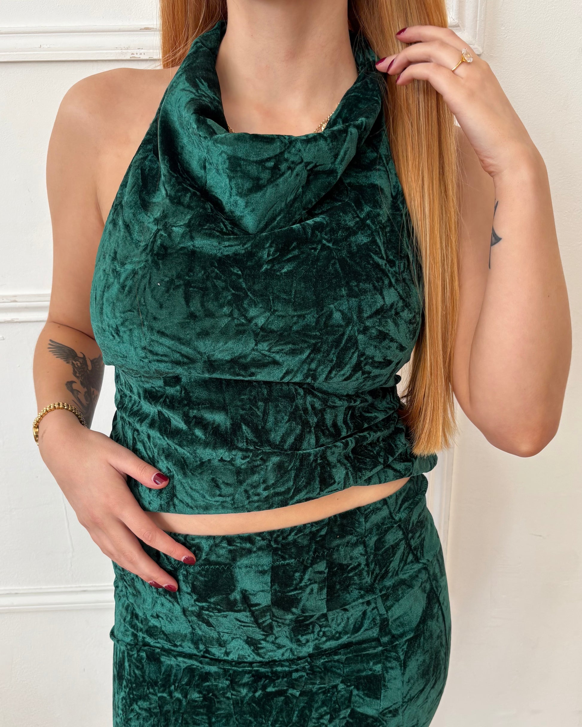 Valentina Cowl Neck Top - Emerald