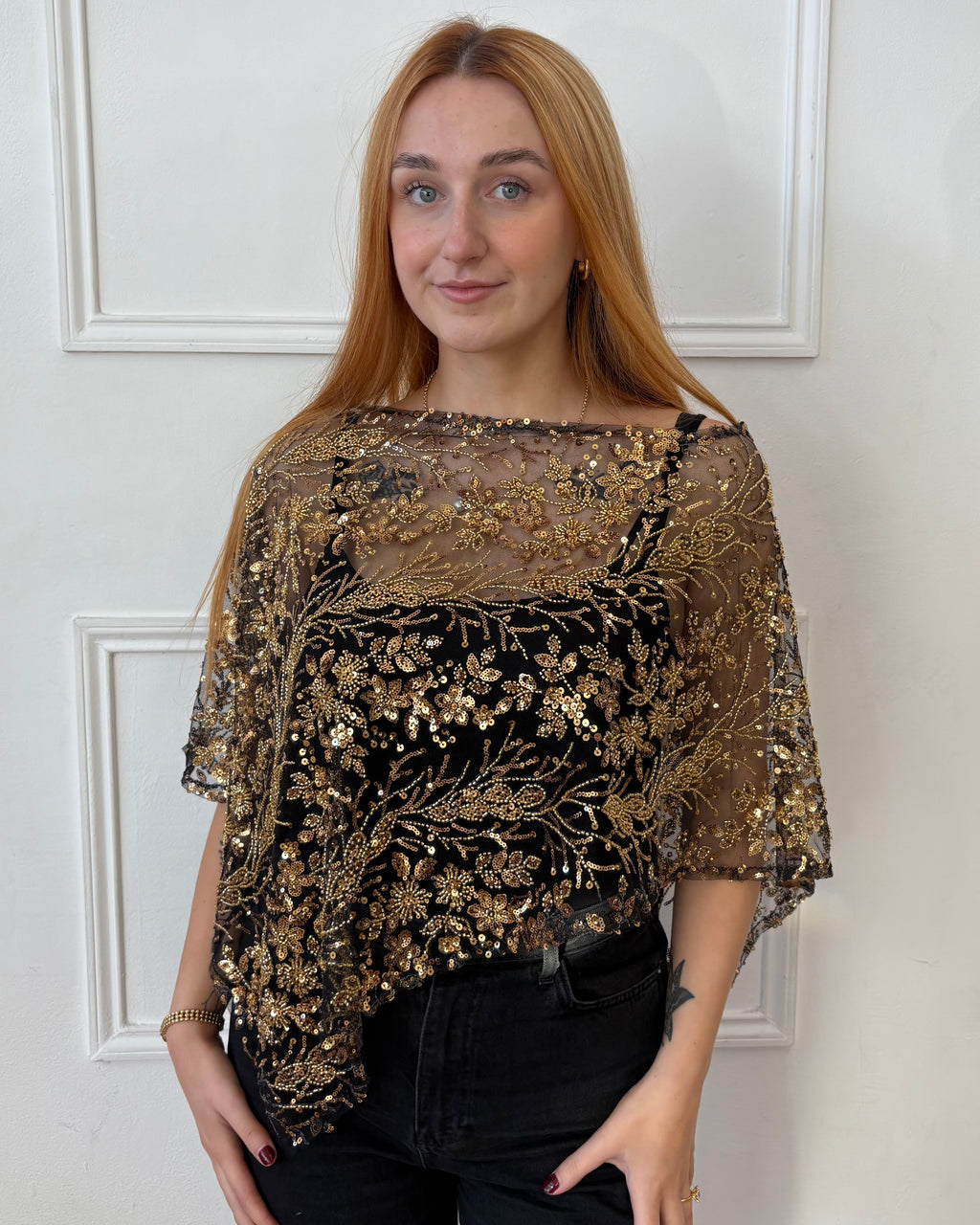 Ophelia Shawl - Black and Gold