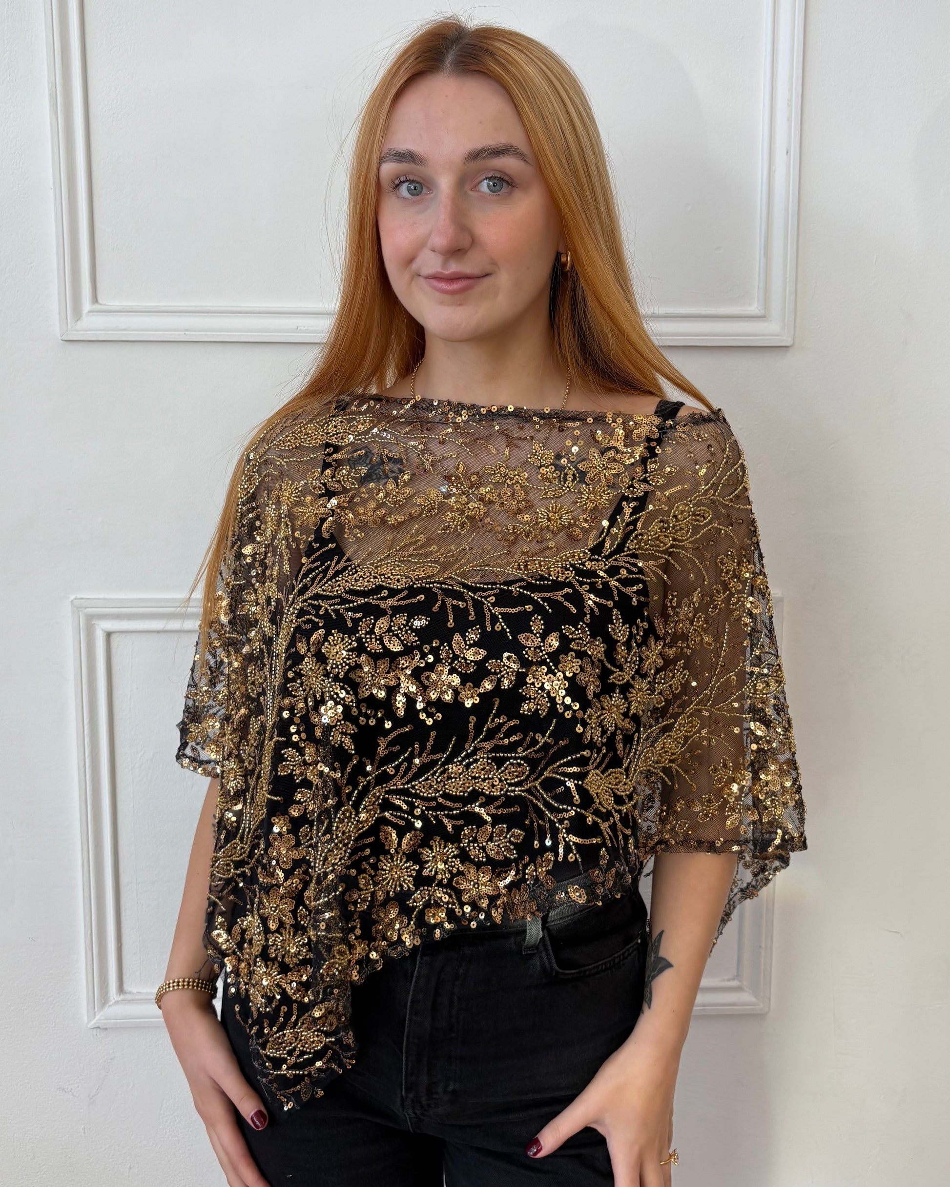 Ophelia Shawl - Black and Gold