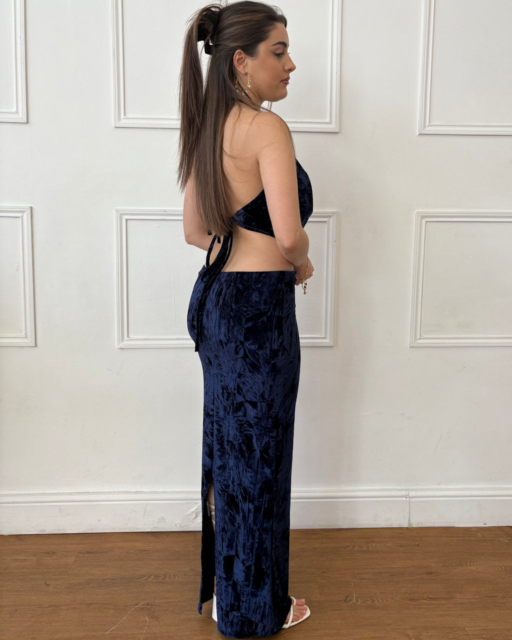 Valentina Plunge Top - Navy