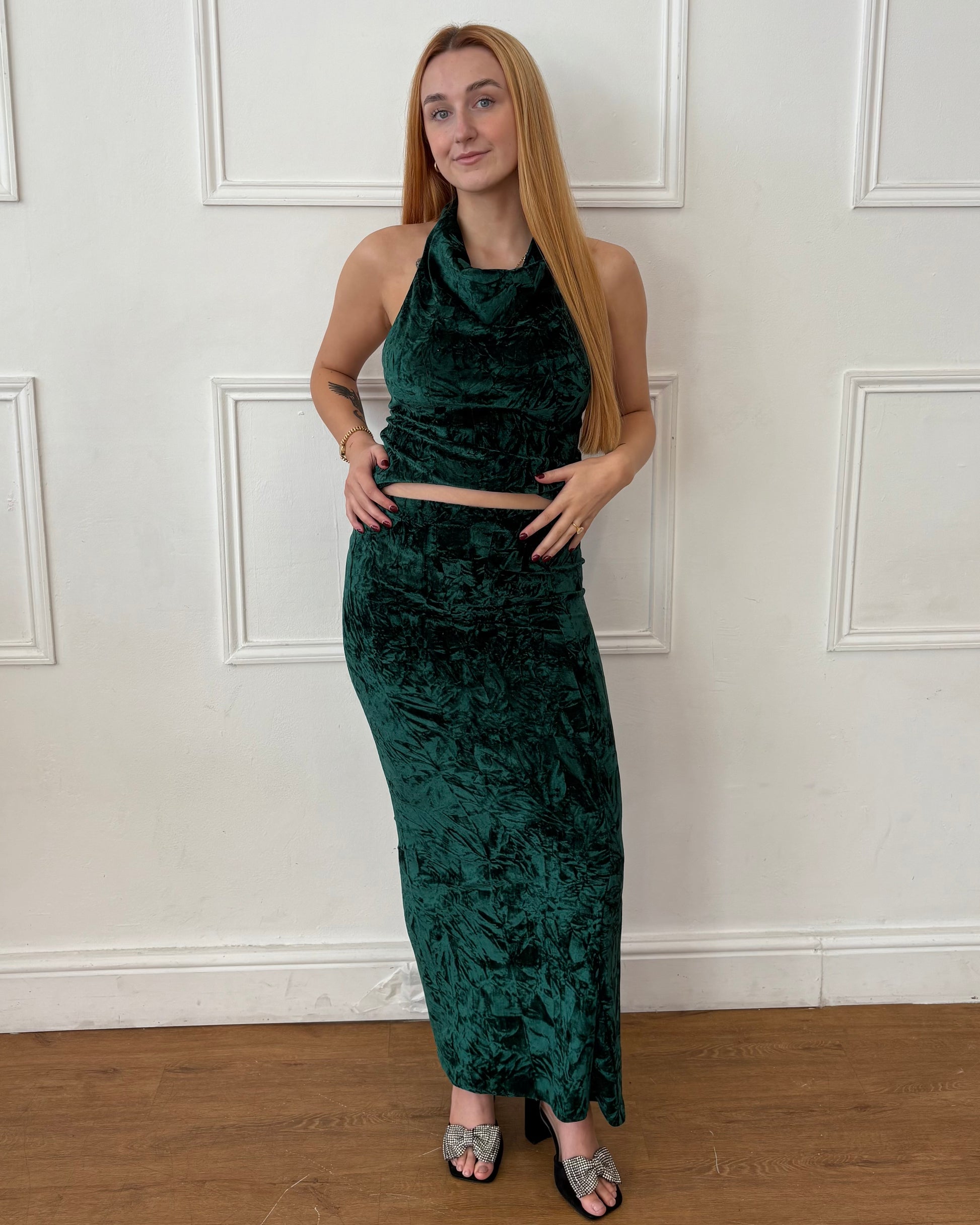 Valentina Cowl Neck Top - Emerald