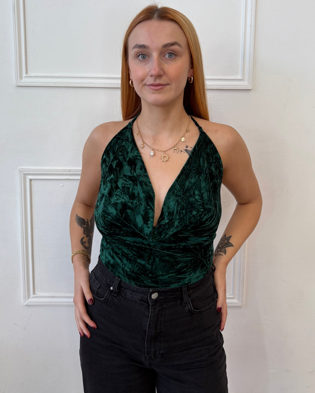 Valentina Plunge Top - Emerald