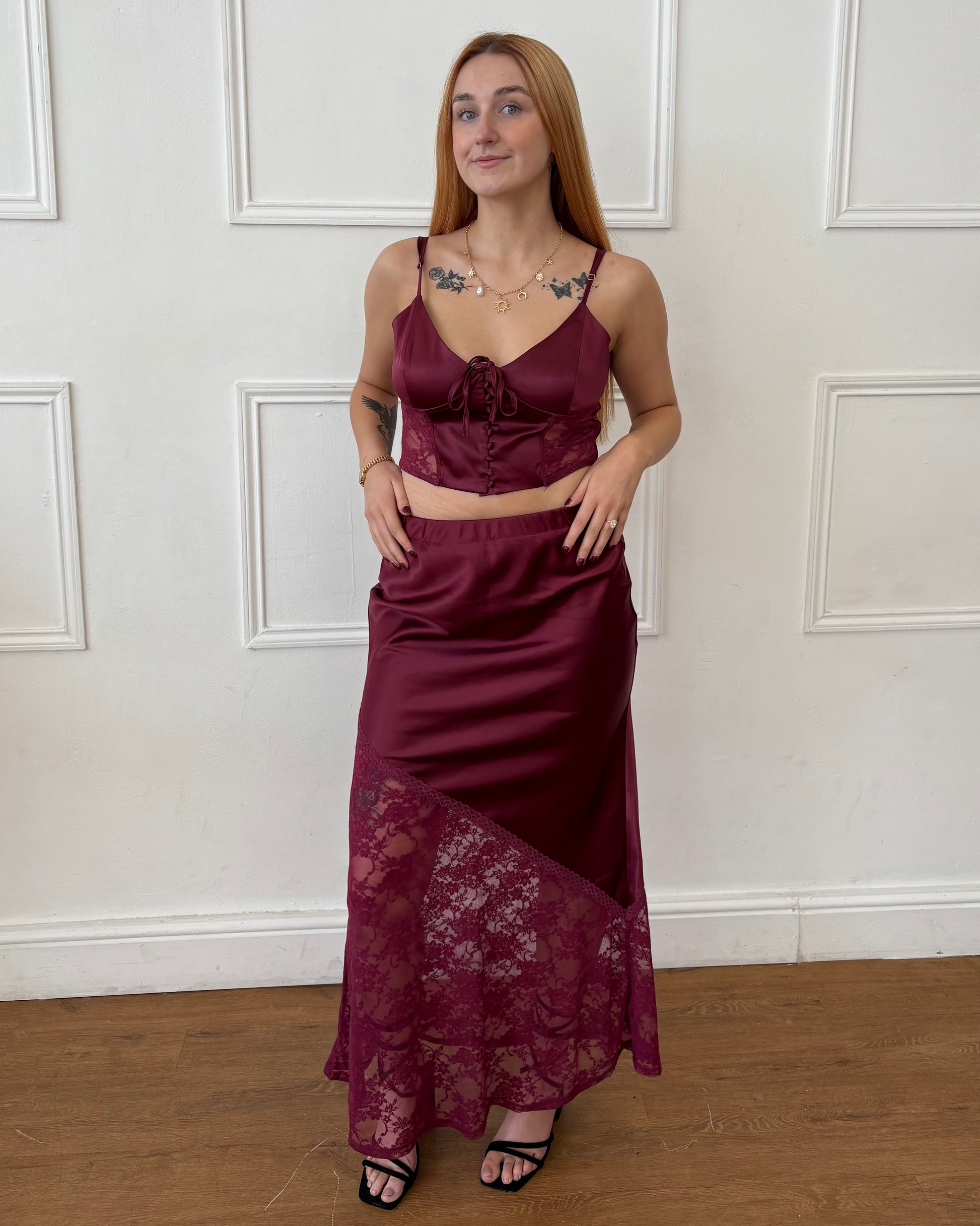 Ava Skirt - Burgundy