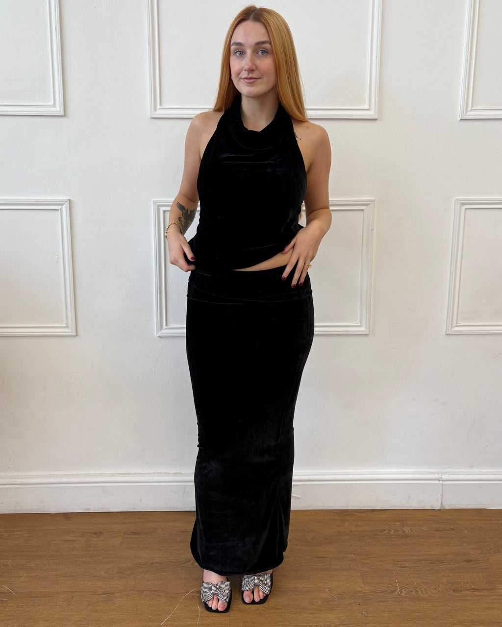 Valentina Cowl Neck Top - Black