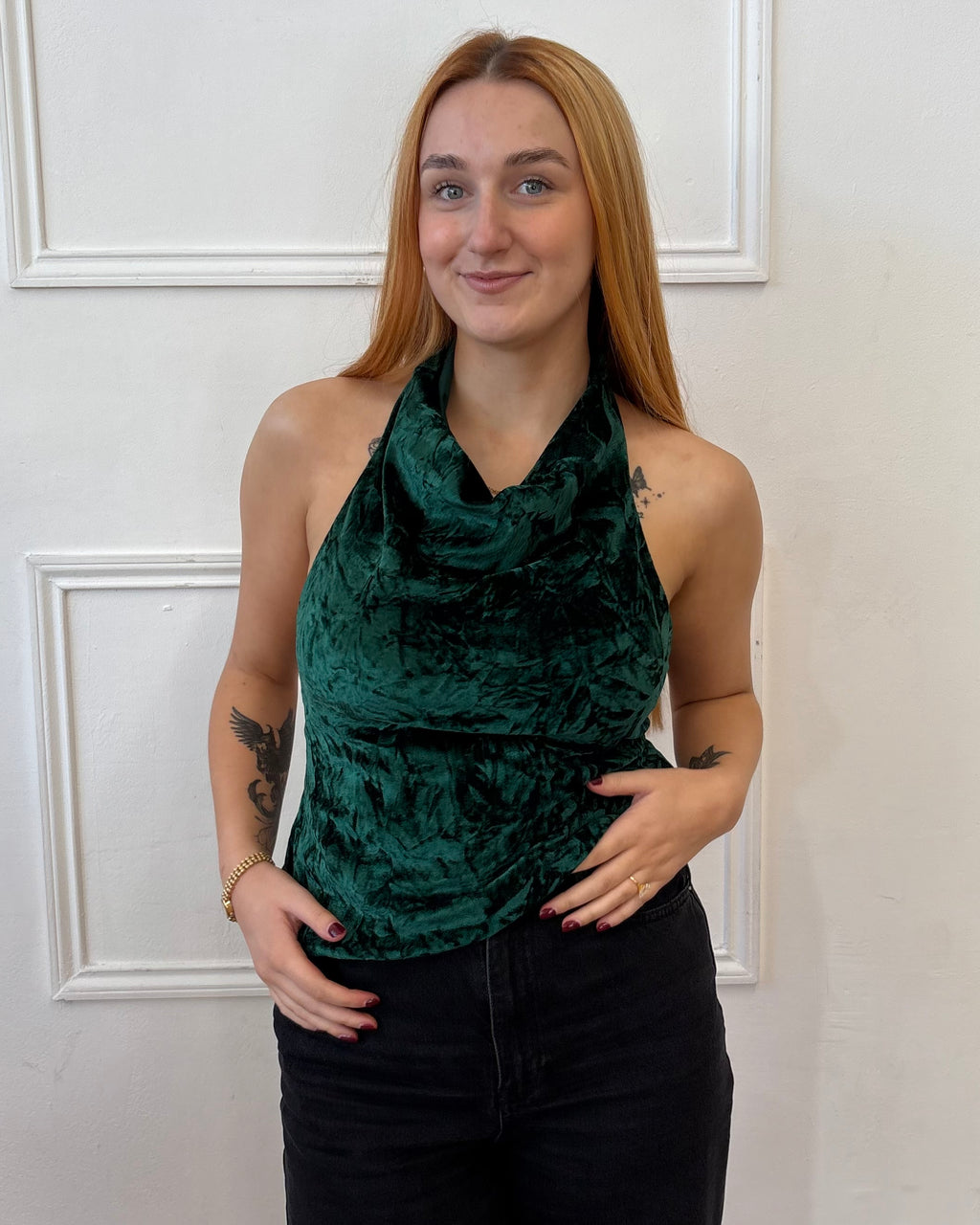 Valentina Cowl Neck Top - Emerald