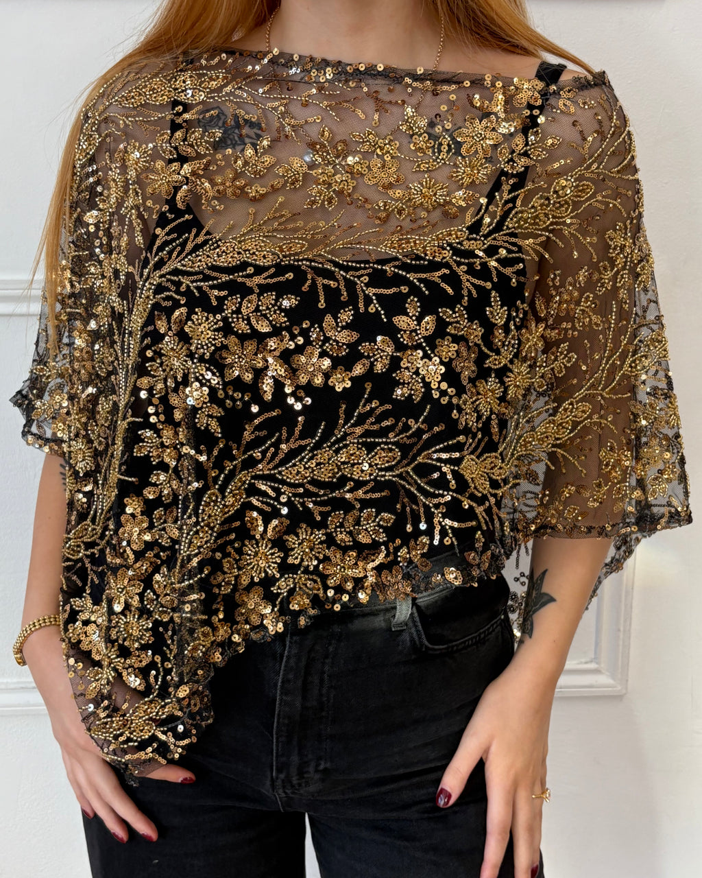 Ophelia Shawl - Black and Gold