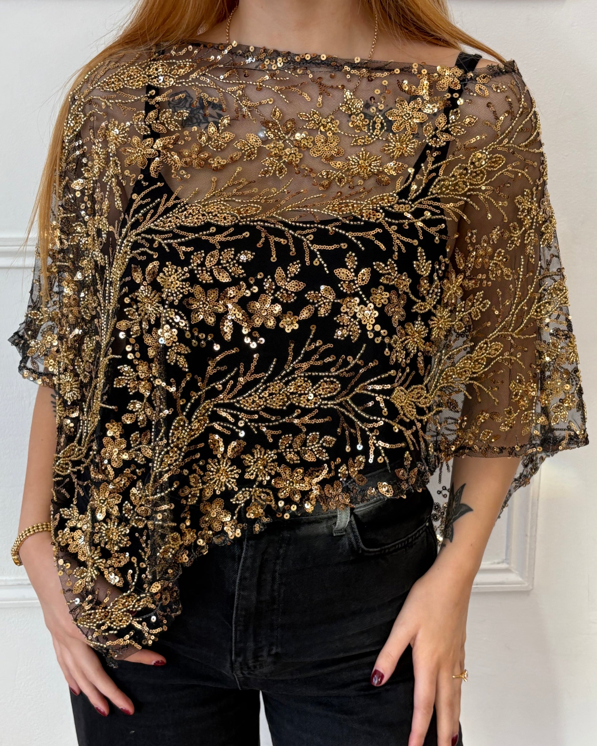 Ophelia Shawl - Black and Gold