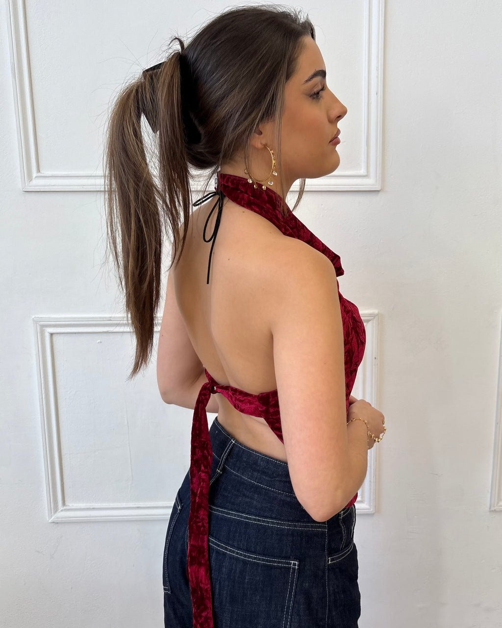 Valentina Cowl Neck Top - Red